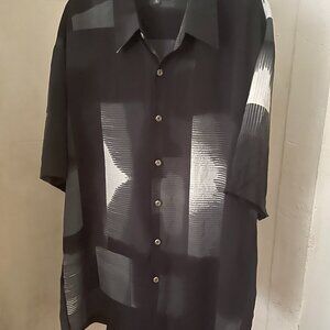 BASSIRI UOMO Mens Large  Short Sleeve Shirt Button Down Italian Micro Fiber